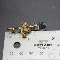 Swaovski Crystal Rose Brooch Label Pin In Gold , Marked Flower 1 3/4”L No Box