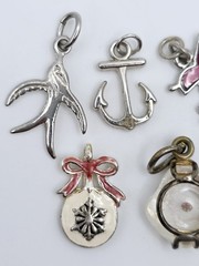 Vtg Charm Lot 15 Pendant Laurel Birch Cat Monet Kite Seagrams Barrel Craft Wear