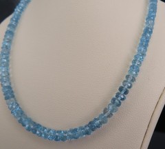 Estate 40ct 4.7mm Natural Aquamarine Bead 17″ Sterling Silver Necklace, 12.9g