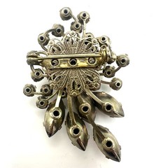 Vintage gold tone jonquil yellow topaz orange brown glass rhinestones brooch
