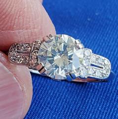 Original EARTH MINED DIAMOND Deco 2ct Engagement Ring Vintage PLATINUM Solitaire