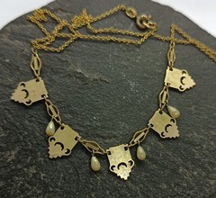 Original German Art Deco 1920s Rolled Gold Enamel Necklace by Rodi & Weinenberg