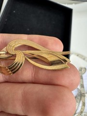 VINTAGE SIGNED GERMANY 1/80/18KT RGP ROLLED GOLD PLATE PIN BROOCH 2.5”