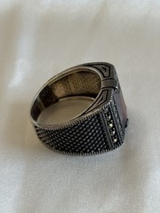 Sterling Silver 925 Red Cubic Zirconia Ring Size 8.5 Vintage