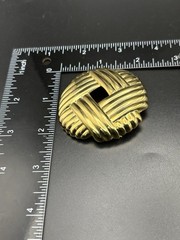 Vintage Les Bernard Brooch Earrings Set Chunky Basket Weave Gold Tone