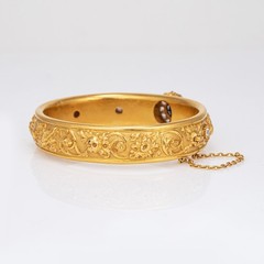 Antique GIA No Heat Sapphire Diamond Bracelet 19k Yellow Gold Leitao & Irmao
