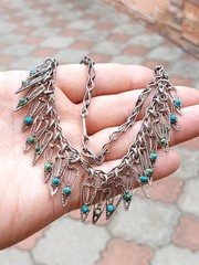 Antique Armenian Silver necklace with natural turquoise