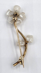 Vintage American Natural Freshwater Pearl and Diamond Brooch 14K