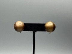 Vintage Brown Moonglow Lucite Bead Necklace & Matching Screw-On Earrings Set