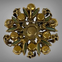DeLizza & Elster Juliana Venus Flame Green Orange Rhinestone Brooch Pendant