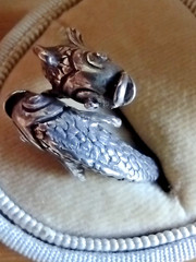 RARE Vintage Beau Sterling Silver Double Koi Fish Pisces Bypass Ring Sz 7
