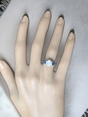 Platinum Vintage Engagement Ring 1.71ct.Natural Round Diamond Blue Sapphire Pear