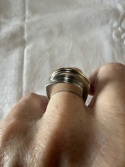 Norwegian Design 925 Sterling Silver Ring 18 Karat Gold Accent Abstract Size 7