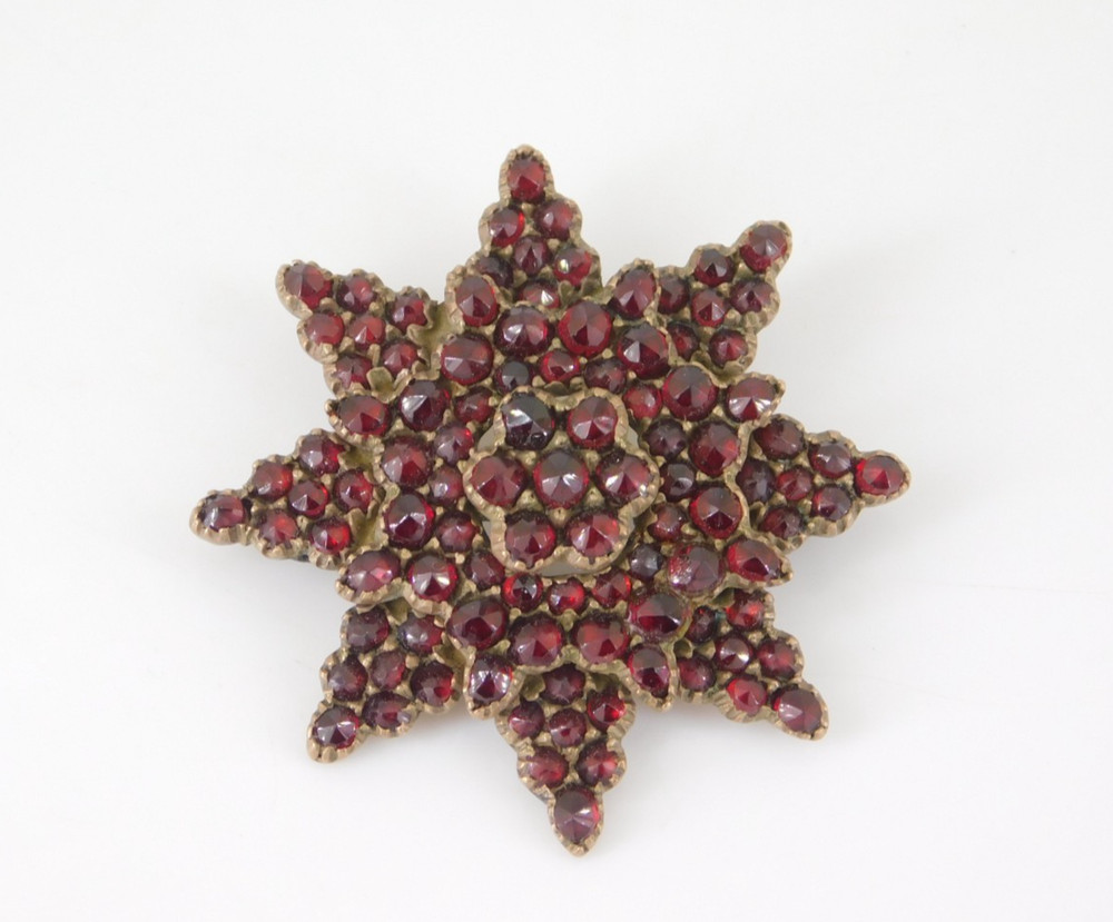 Vintage / Antique Victorian Czech Bohemian Garnet Pin