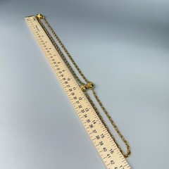 Vintage Monet Gold Tone Long Acorn Station Bead Rope Chain Necklace 33″