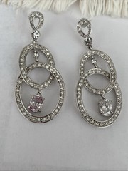 Vintage Nolan Miller Glamour Rhinestone Dangle Pierced Earrings 2 1/4”