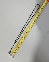 Vintage Black Beaded Chain Necklace With Silver Tone Daisy Flower Charm
