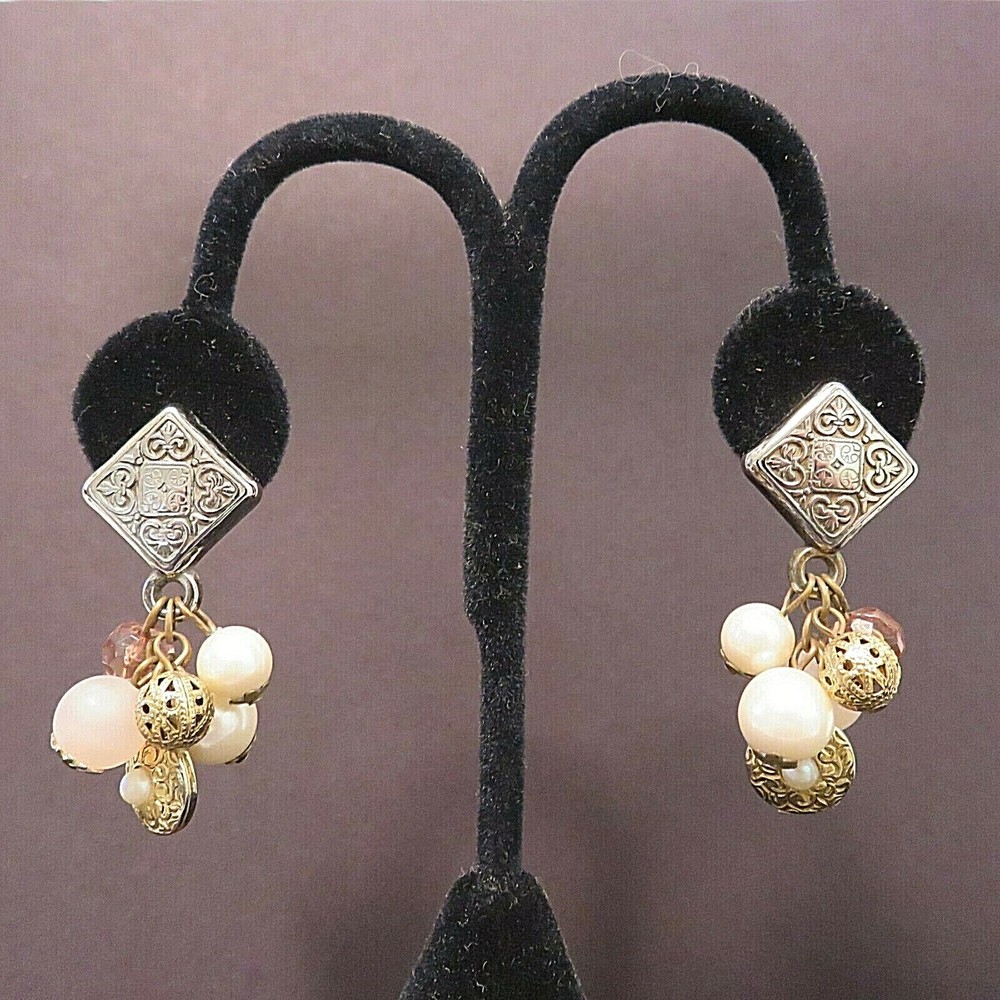 Vintage 80’s Cluster Of Charms Drop Dangle Earrings Lot 836 lisasfinds