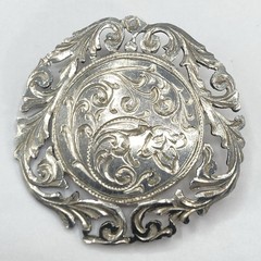 9.2 Grams Antique Art Nouveau 935 Sterling Silver Floral Flower Brooch Pin