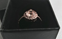 Vintage Signed Rose Gold Plated & Morganite Engagement Ring size 9