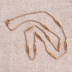 Estate 18k Gold Necklace Station Link Vintage Modernist 15.5″ 1970s 3.56g K18