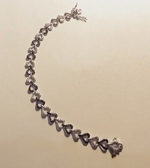 Vintage Sterling Silver 0.925 Heart Links 7.” Bracelet ((W94))