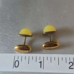Vintage Yellow Gold Tone Square Cabochon Cufflinks Men Stud/Button Style