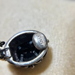 Vintage 925 Sterling Silver Clip On Earrings, Faceted Black Stone Ovals – 8g