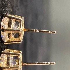 Designer 14k Yellow Gold Cubic Zirconia Solitaire Stud Earrings Circle 12.4ct GB