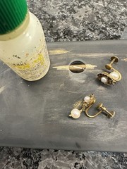 VTG 14k YG Asian Inspired Dangle Pearl Earrings Screwback 4.2 Grams TW