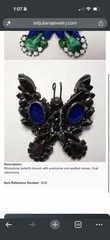 Verified Juliana D&E Butterfly Brooch Black Japanned Blue Art Glass Rare
