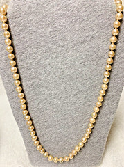 Vintage 24″ Faux Pearl Glass Bead Single Strand Necklace GSILVER clasp n195