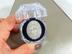 RARE VINTAGE NAPIER CRYSTAL RHINESTONE HUGE DOMED ADJUSTABLE COCKTAIL RING