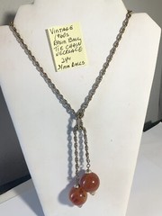 Vintage 1960s Silver Tone Resin Ball Tie Rope Chain Necklace 24” 24mm Balls