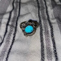 Vintage Sterling Silver Turquoise Flower Ring – Size 7