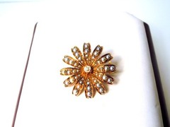 Antique Victorian 14k YG Diamond Seed Pearl Pin/Pendant- GAL Appraisal-Gift Box