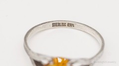 Antique Designer ESPO Yellow Stone Sterling Silver Ring – Size 8