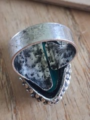 Vintage boho , adjustable faux turquoise ring. substantial weight