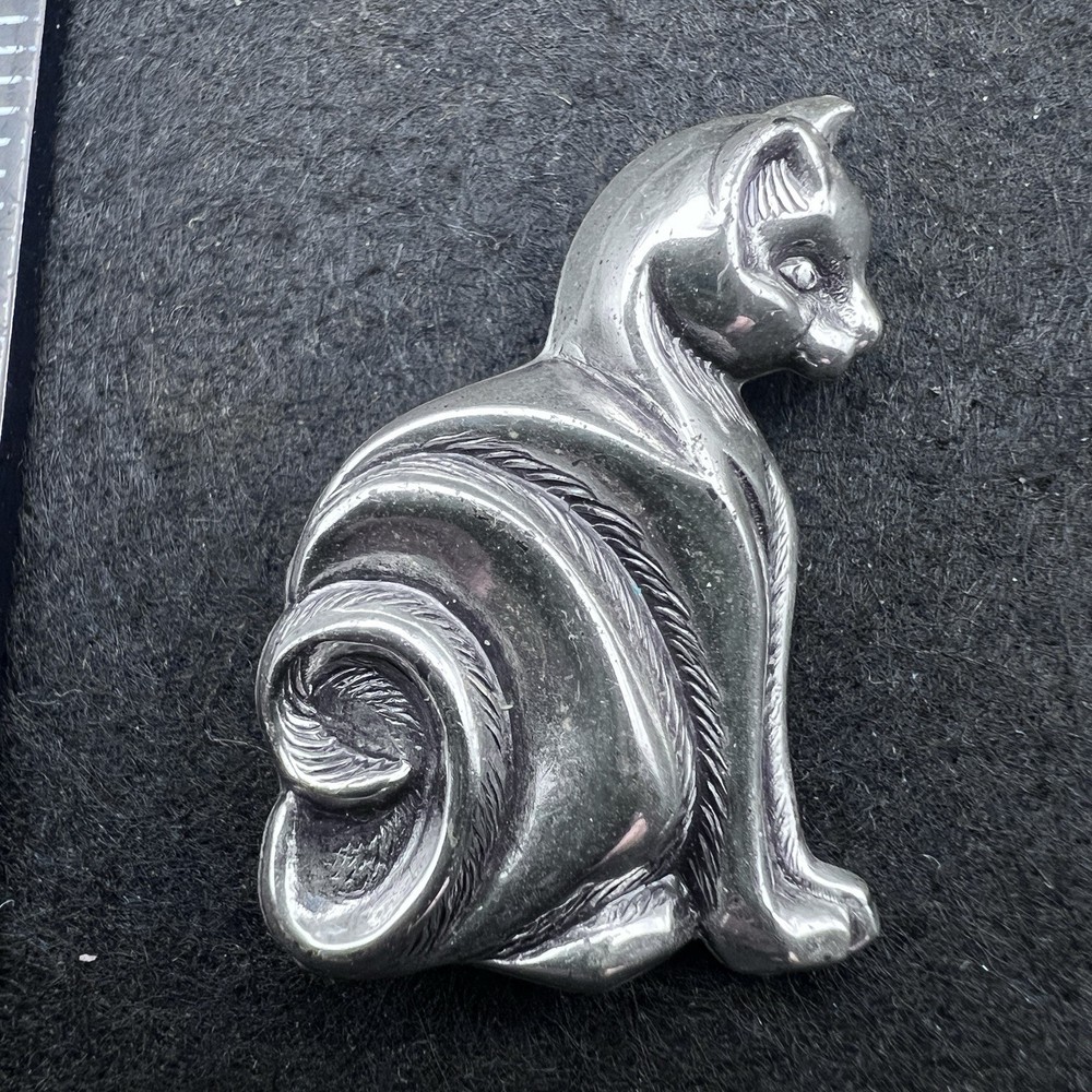 Vintage Beau Sterling Silver Cat Kitten Brooch 1.5″ 3.1g