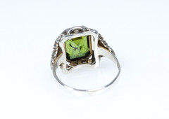 835 Silver Antique Jugendstil Ring Natural Green 4.00 ct Tourmaline