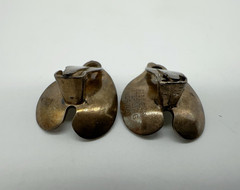VTG Einar Modahl Norway Sterling White Enamel Leaf Clip-On Earrings 6.7g #y41