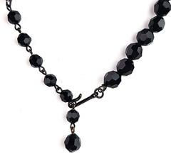 Vintage 2 Black Faceted Glass Beaded Necklace 25 in n 12 in extender