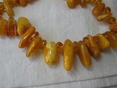 Antique Butterscotch Egg Yolk Amber Big Beads Necklace 74 Grams