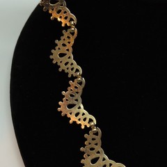 Vintage Monet Gold Tone Adjustable Scroll Swirl Choker Necklace 14.25in-17in