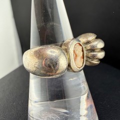Vintage Sterling Silver Cameo Ring Size 7.5