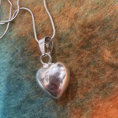 Harmony Fairy Angel Baby Bells Caller Sterling Silver Puffy Heart 30” Necklace