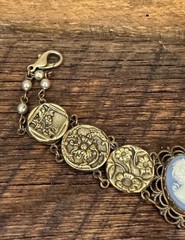 Vintage Victorian Revival Blue Cameo Medallion Bracelet