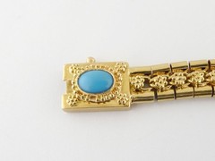 Vintage Portuguese 19K Yellow Gold Articulated Line Bracelet Turquoise Clasp