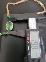 Vntg Bezel Set Green Lucite Necklace & Uncas Mfg Co Adjustable Green Stone Ring