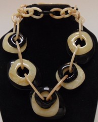 MACY’S Black and Creamy Beige Lucite Necklace